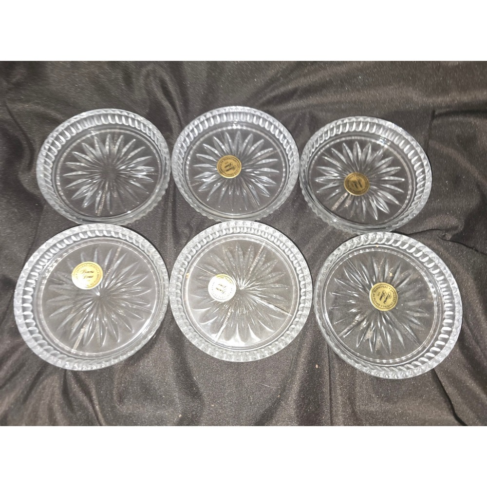 Princess House Heritage 24% Lead Crystal Coasters Set of 6 Starburst USA 876